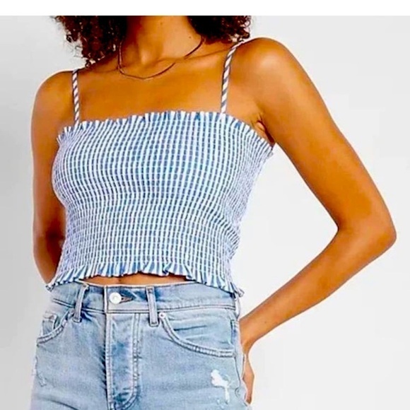 Express Tops - NWT Express Striped Smocked Cropped Stretch Cami  XL